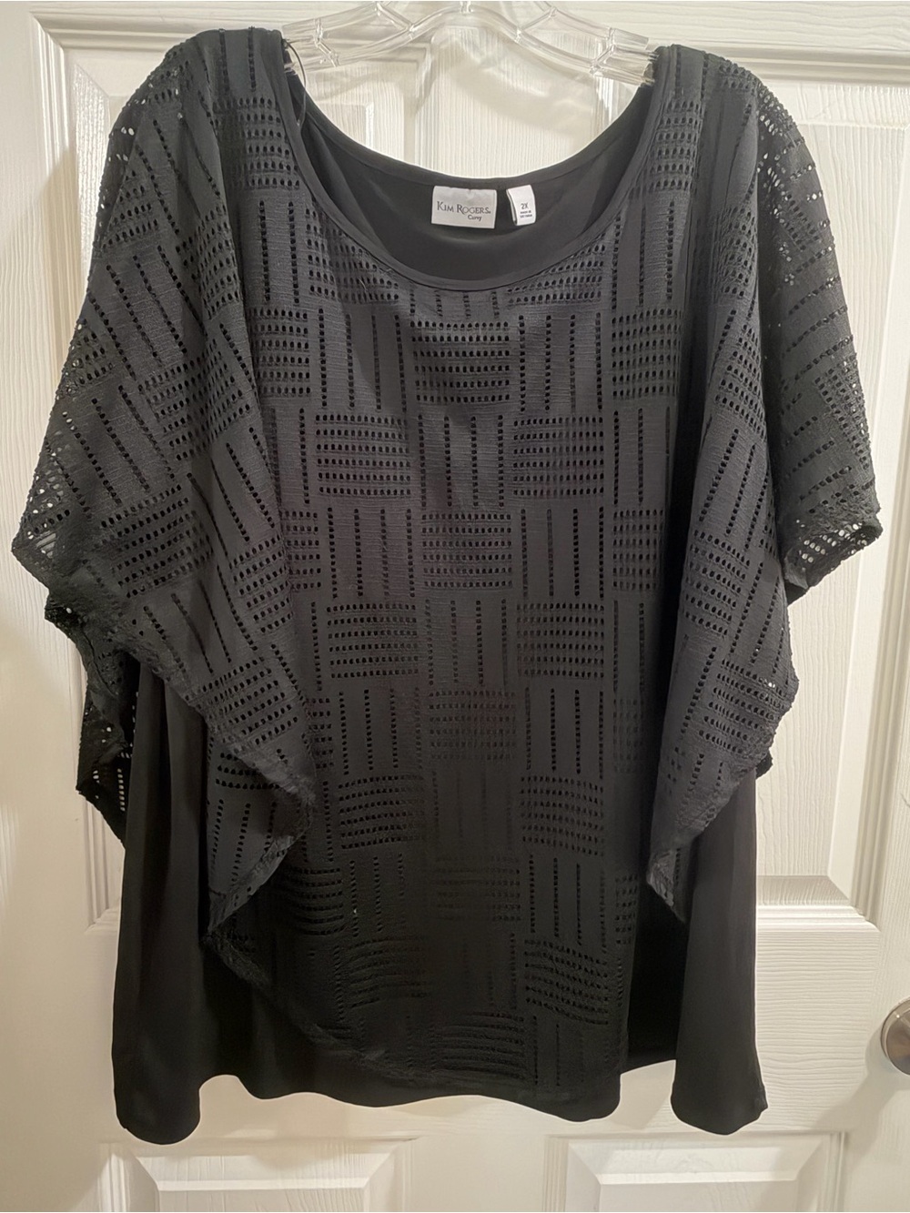 Kim Rogers Curvy Black Lace Overlay Top Size 2X